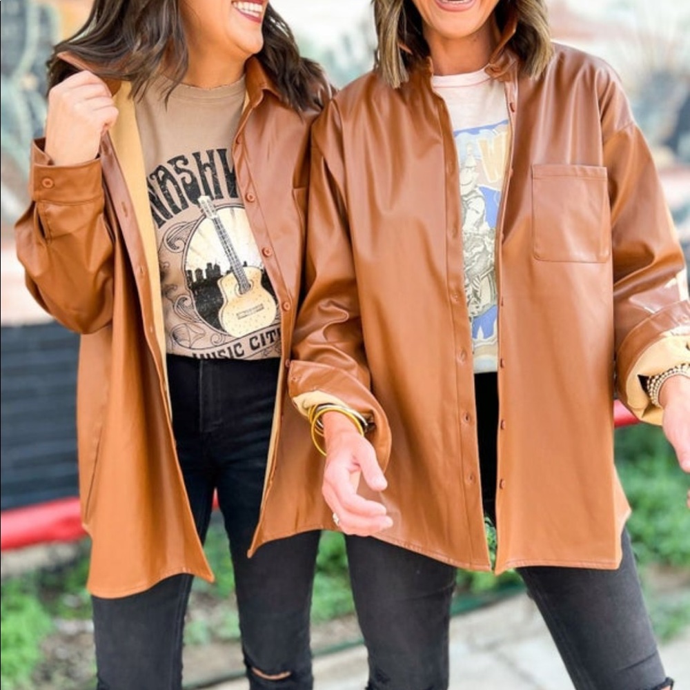 Faux Leather Shacket
